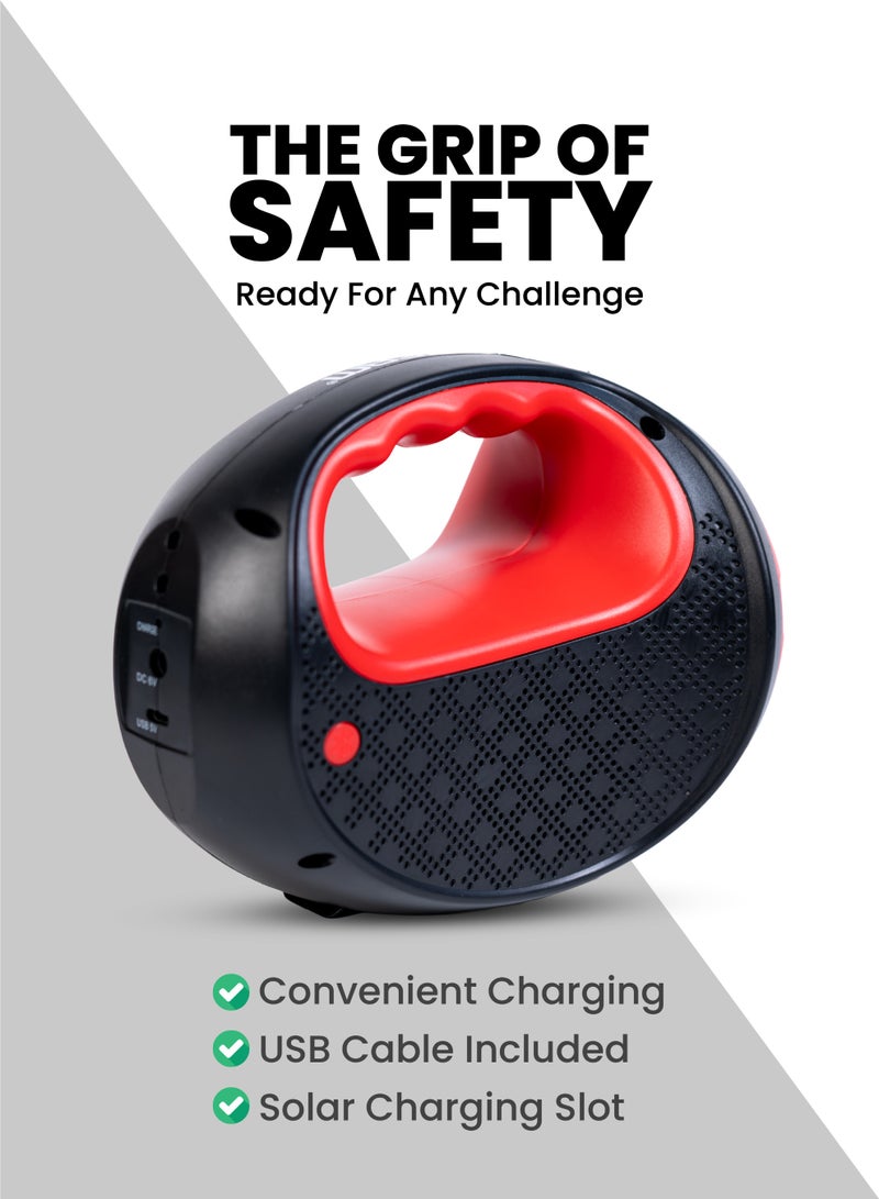 TEAM Rechargeable Torch with Bluetooth Speaker, 3W SMD Light, 3 Light Modes, 1800mAh Li-Ion Battery, USB & Solar Charging - Image 3